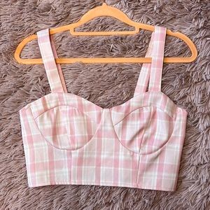 pink plaid crop top